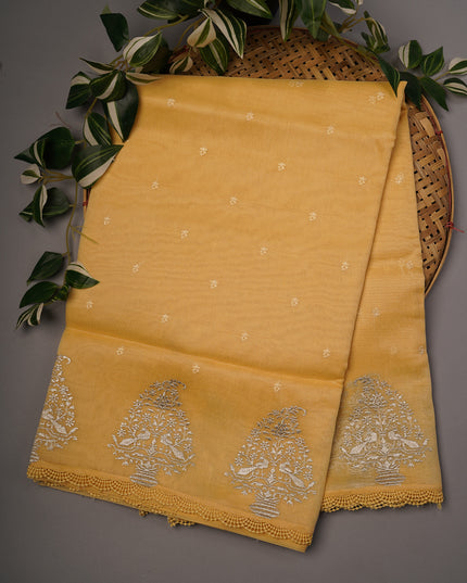 Tissue Linen Lace Border Embroidery Buttis - Cream