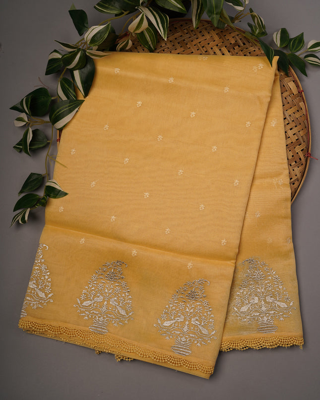 Tissue Linen Lace Border Embroidery Buttis - Cream