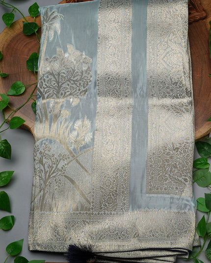 Banarasi Silk Saree with Gold Zari Weaving- Grey