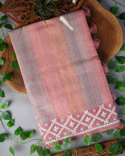 Lenin Tissue Saree with Thread Work Border- Beige