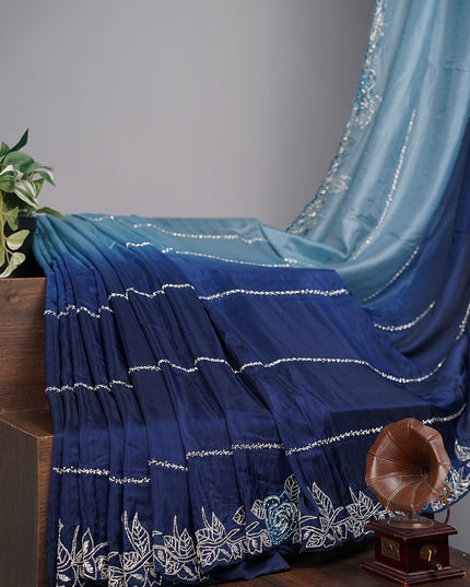 Soft Satin Organza Silk Double Shaded with Stone & Kadhana Work