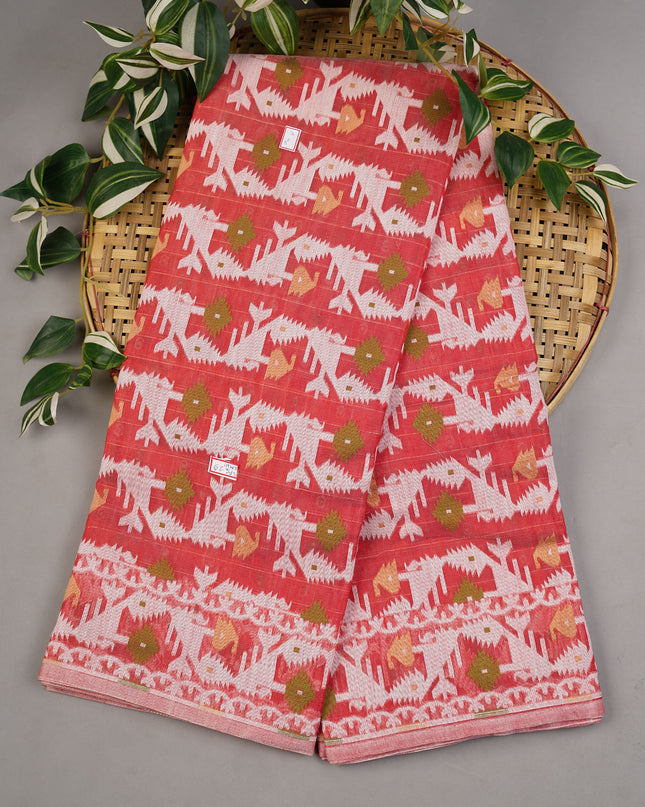 Lotus Cotton Ikkat Design Golden Buttis - Rust