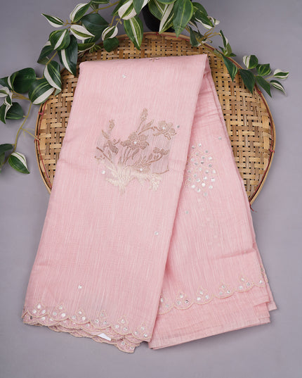 Jute Lenen with Scallop and Gota Patti Border