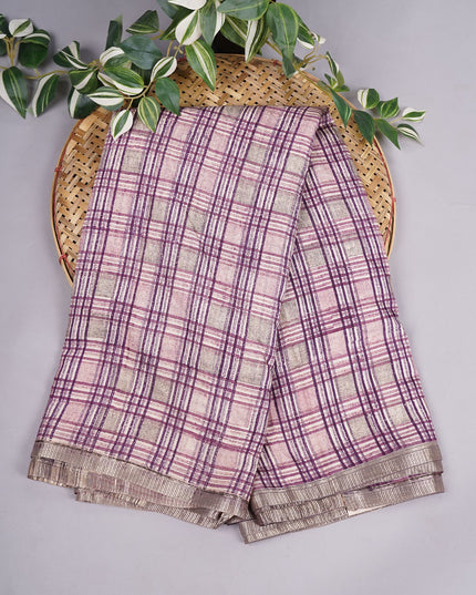 Muslin Silk with Silver Border