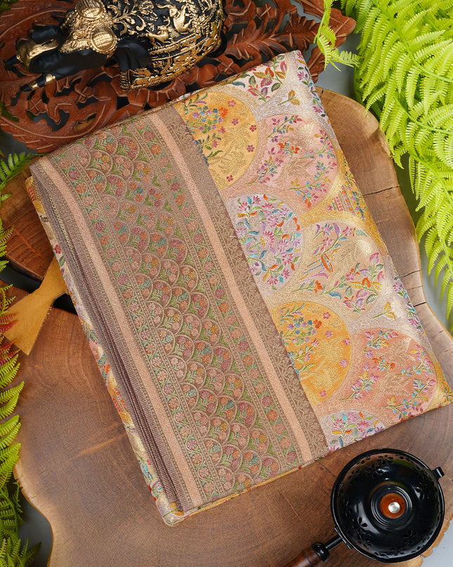 Banaras Silk saree With allover Meenakari - Peach