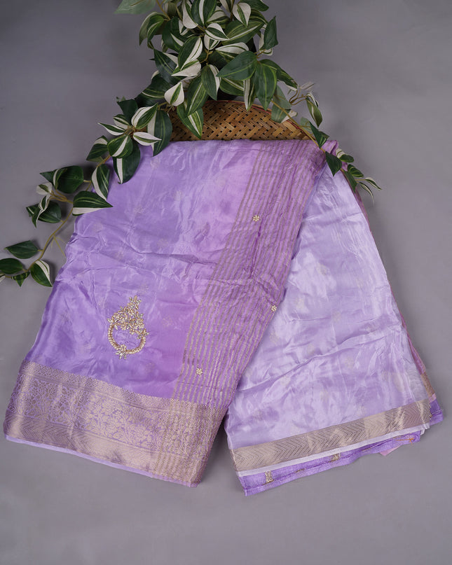 Russian Crepe with Kardhana Sequence Butties and Banaras Border Lavender