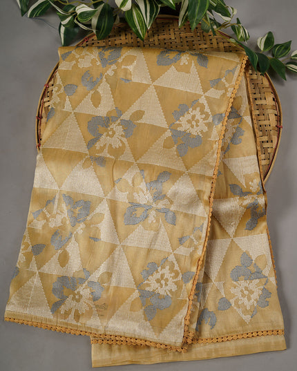 Tissue Georgette Allover Thread Embroidery Lace Border - Gold