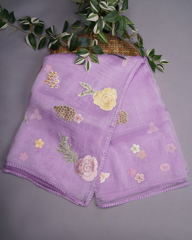 Crush Organza Silk with Embossed Work