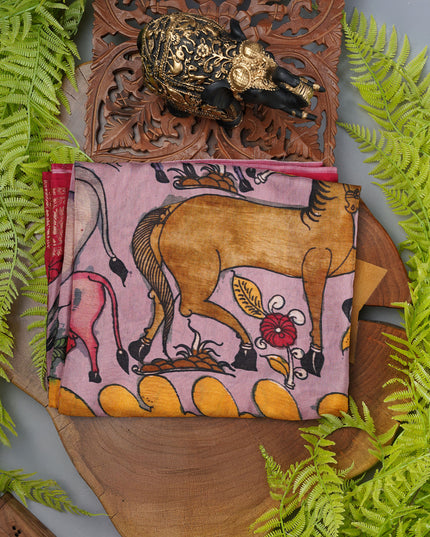 Binny Crepe Saree Floral Print With contrast Border - Light Pink