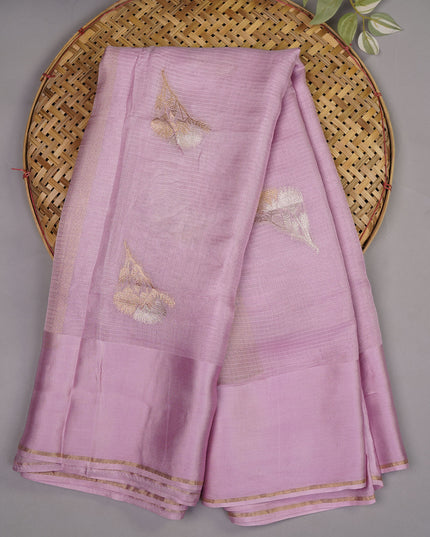 Silk Kota All Over golden silver Zari Butties with Satin Border