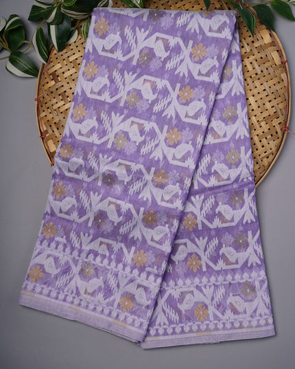 Lotus Cotton Ikkat Design Golden Buttis - Lavender