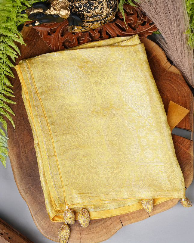 Banarasi Saree with Tissue Silk Zari woven Work- Yellow