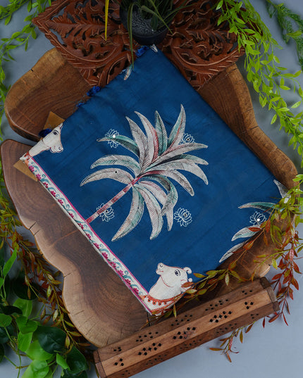 Tissue Silk Saree With Allover Mirror Work and Ari Work - P Blue