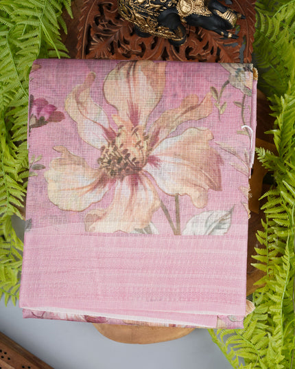 Kota cotton saree with digital print  - Pink