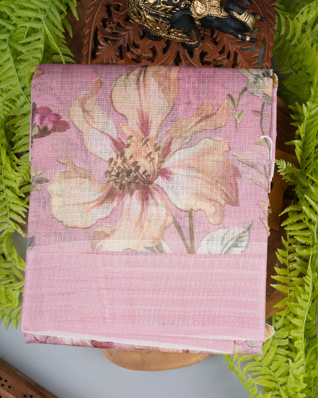 Kota cotton saree with digital print  - Pink