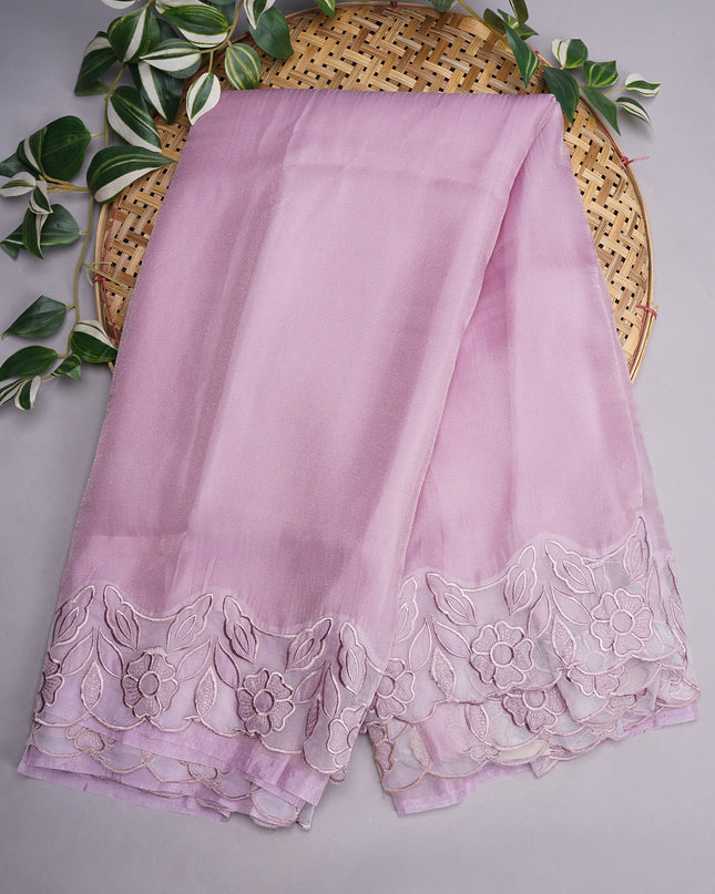 Soft Tissue Organza Silk with Thread Work Scallop Border