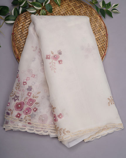 Organza Silk with Pearl Work and Scallop Border