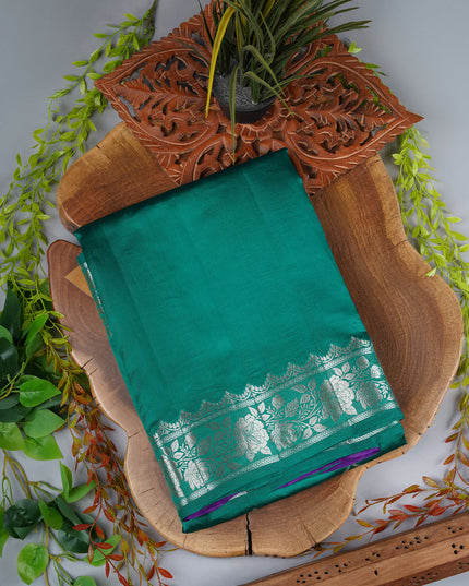 Raw Mango Saree With Meenakari Weaving - Green