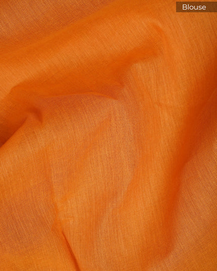 Cotton Saree with Hand Embroidery Cross Stitch Pattern- Rust