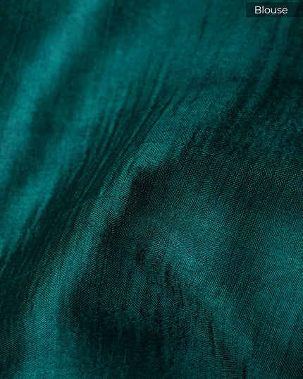 Pure Silk Saree with Floral Print and Contrast Border - Green