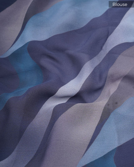 Georgette Saree With Abstract Print - Multi Color