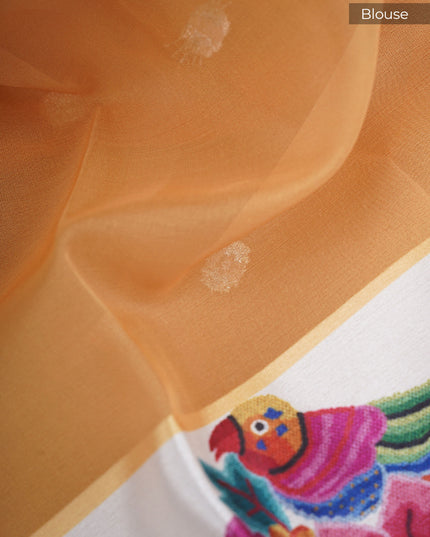 Kora Organza With Golden Butties & Scallop Boarder - Mustard