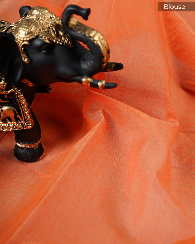 Linen Saree With Thread Work Butties and golden Border - Cream