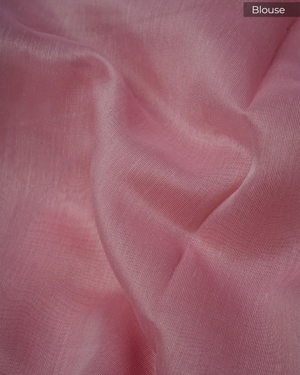 Organza Saree with Embroidery Butties and Border- Pink