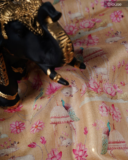 Tusser Silk saree with Parce Work Border - Mustered
