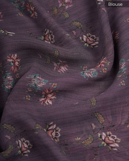 Georgette Saree With Floral Print - Tropical Orchid