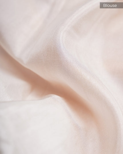 Dola Silk Saree with White Border Golden Zari Butties