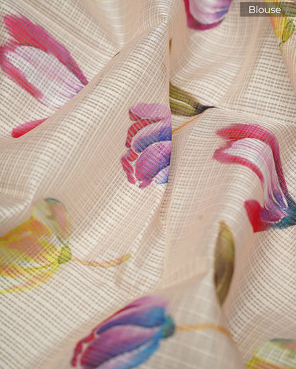 Kota Silk Saree with Thread Work Butties and Floral Border- Pink