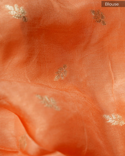 Russian Crepe Kardhana Sequence Work Butties and Gold Stripes- Peach