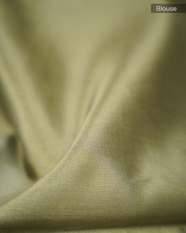 Kota Silk Saree with Thread Embroidery With Scallop Border - Cream & Green