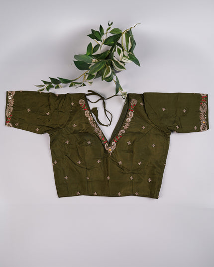 Tissue Organza silk with Self Texture & Handwork Border and Motifs