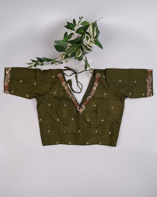 Tissue Organza silk with Self Texture & Handwork Border and Motifs