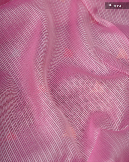 Silk Kota Saree With Thread Embroidery Butties And Border - Baby Pink