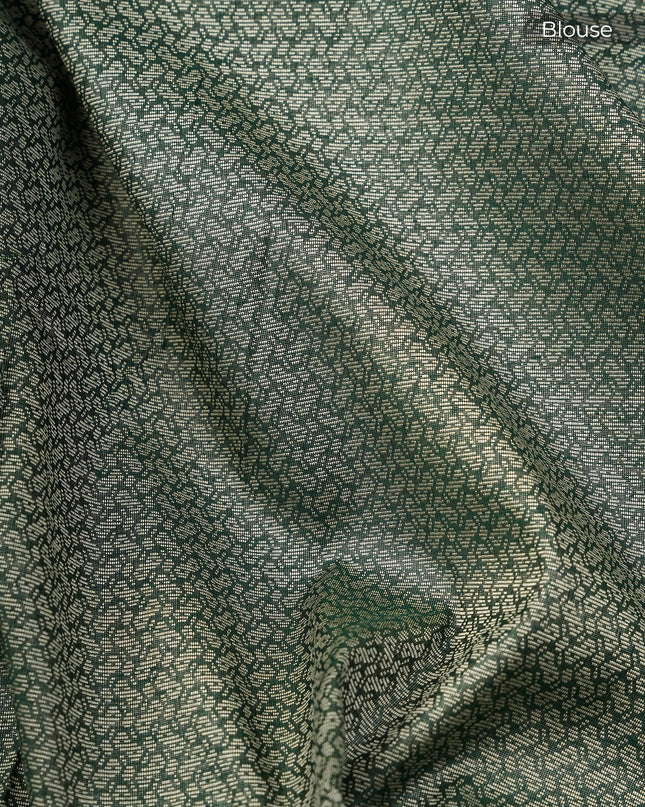 Chanderi Silk with Thread Weaving and Golden Border- Green
