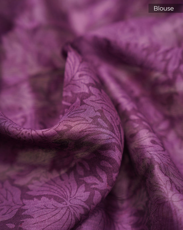 Chanderi Silk Allover Print with Antique Zari Border