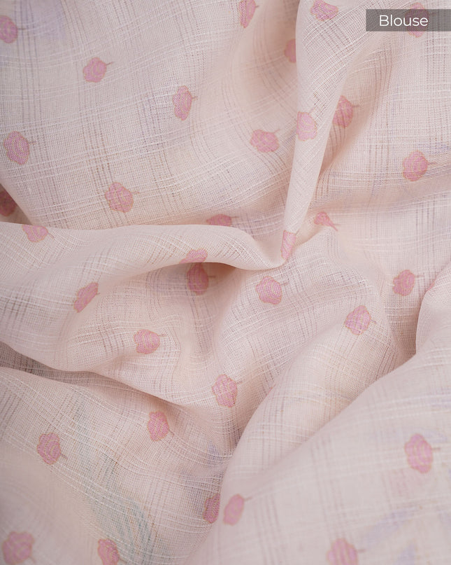 Cotton Digital Kantha Work Print Ikkath Border - Off White