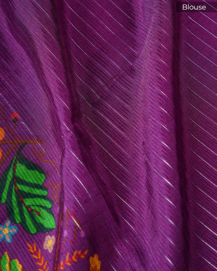 Dola silk sarees with checks and floral print border - Royal Magenta