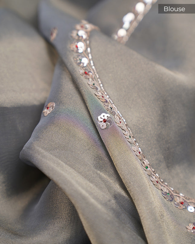 Tissue Georgette Allover Sequence work with Zardozi Border