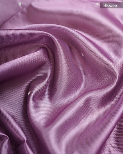 Kota Silk Saree Floral Print With Scallop Border - Cream & Lavender