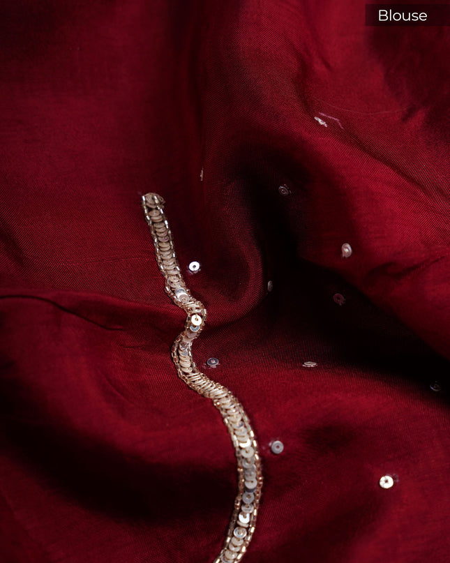 Georgette Saree With  Scallop Border Kardhana Sequence Work - Beige