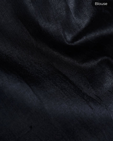 Pure Silk Saree with Floral Print and Contrast Border - Grey