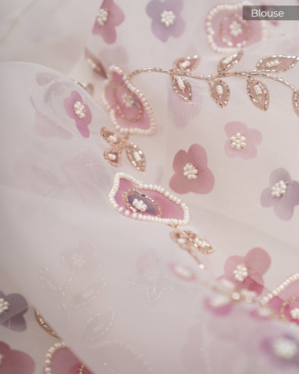 Organza Silk with Pearl Work and Scallop Border