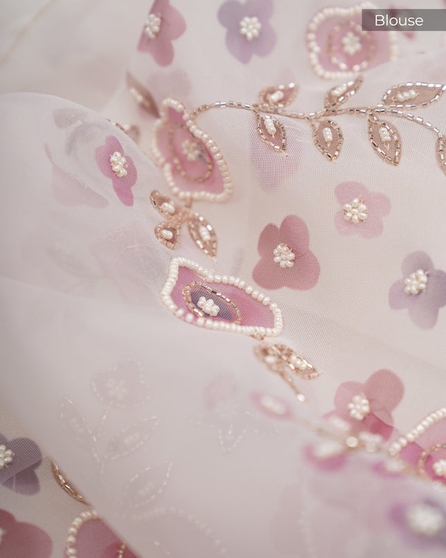 Organza Silk with Pearl Work and Scallop Border