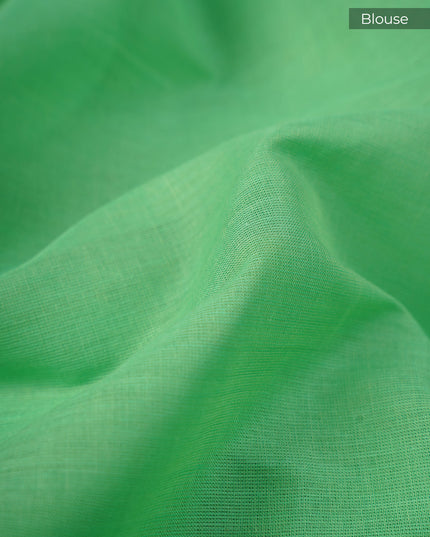 Handloom Cotton Thread Embroidery Buttis Gold Border - Green