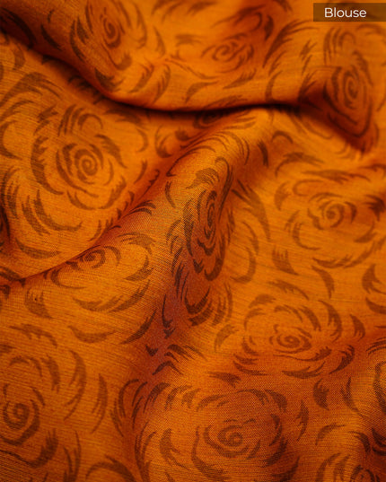 Muslin Silk Saree with Floral Print Butties and Contrast Border- Green