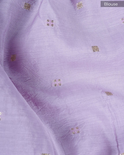 Kota Silk Saree With Applique Work and Scallop Border - Lavender